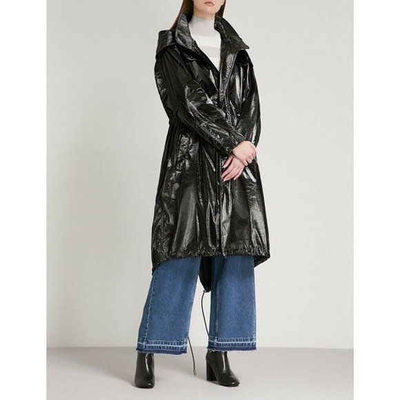 MO&CO Designer Drawstring Slogan patent Trench coat size S 970$ - Picture 3 of 6